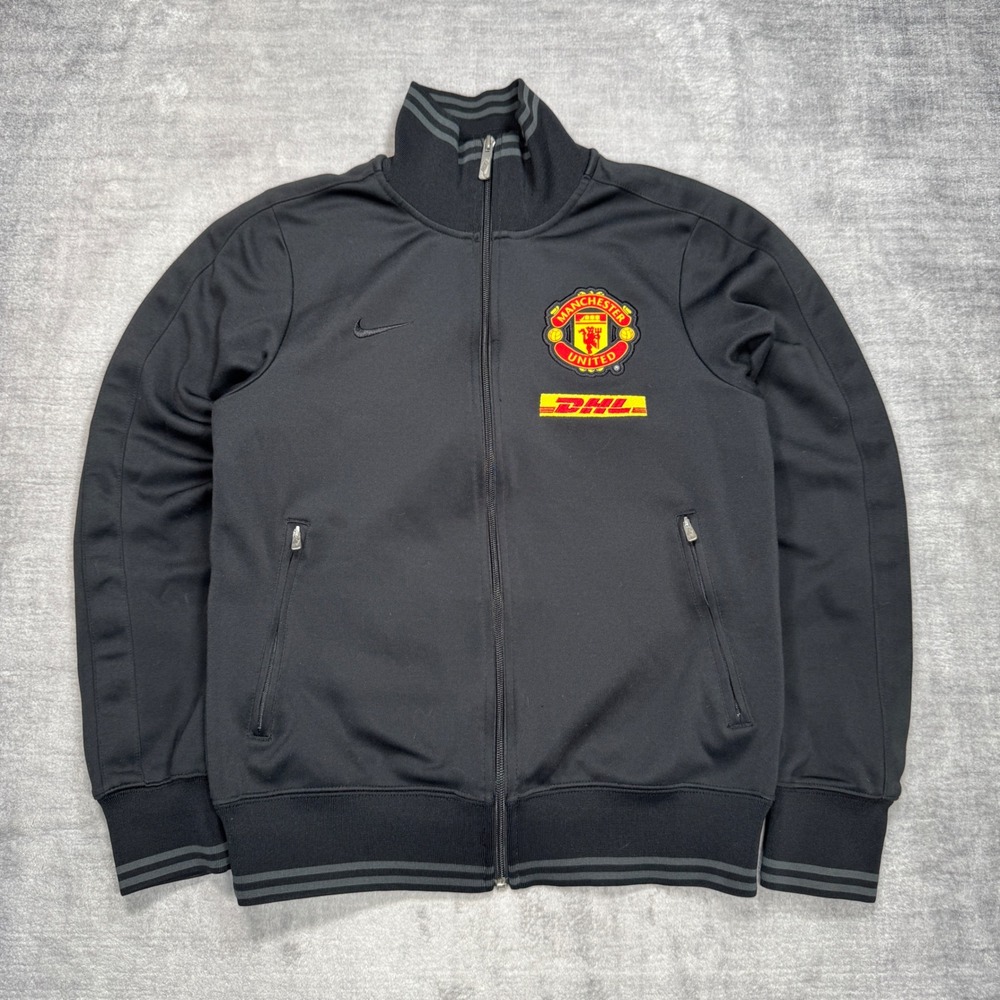 Manchester United Jacket Mens Small Black DHL Zip Up Track 478169-010 Soccer